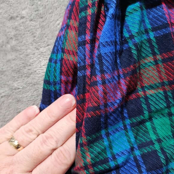 Lands End Robe Womens Medium Red Blue Plaid Flannel Sleepshirt Nightgown - Picture 4 of 8
